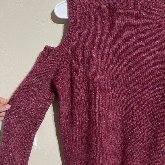 Rebecca Minkoff Fuchsia Red Knit Open Shoulder Long Sleeve Sweater Top Small - Picture 6 of 8